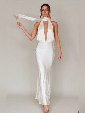 park avenue flutter sleeve side split midi dress ivory Park Avenue Flutter Sleeve Side Split Midi Dress Ivory